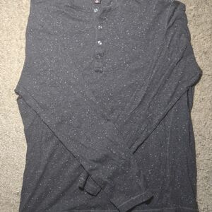 Michael Kors Charcoal Speckled Long Sleeve Henley